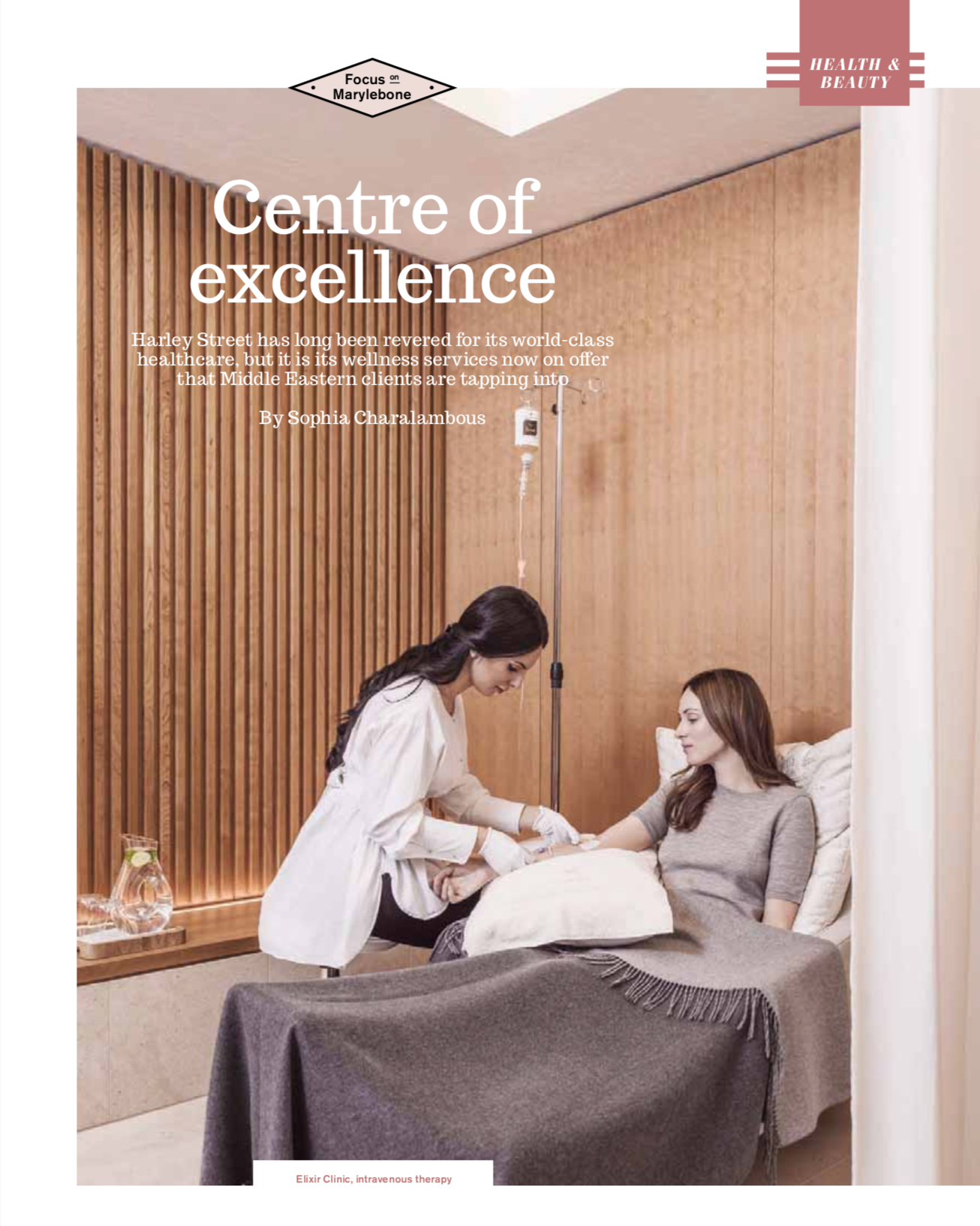 Health and Beauty Magazine cover for article 'Centre of Excellence' by Sophia Charalambous